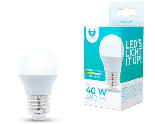 Forever Light LED-Birne E27 G45 6W 230V 4500K neutralweiß 480 Lumen - Energieklasse G