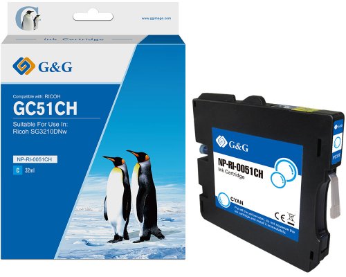 Kompatibel mit Ricoh GC51CH/ 405863 Druckerpatrone Cyan jetzt kaufen - Marke: G&G
