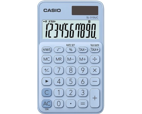 Casio Tischrechner SL-310UC-LB in der Farbe hellblau mit Solarfunktion