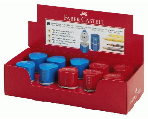 Faber-Castell Dreifachspitzdose GRIP2001, Gehäusefarbe: farbig sortiert - rot oder blau oder Schwarz oder grün