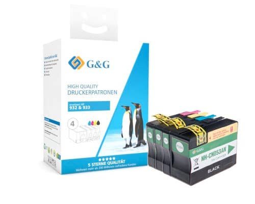 Kompatibel mit HP 932XL/ 933XL/ C2P42AE XL-Druckerpatronen 4er-Set: Je 1x Schwarz, Cyan, Magenta, Gelb jetzt kaufen - Marke: G&G
