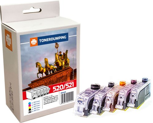 Kompatibel mit Canon PGI-520 / CLI-521 Druckerpatronen Multipack 1x Schwarz, 1x Fotoschwarz, 1x Cyan, 1x Magenta, 1x Gelb jetzt kaufen von TONERDUMPING