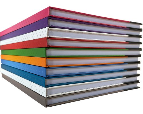 Notizbuch/ Kladde mit festem Einband DIN A4, 80 Blatt, 80g, kariert - 9 verschiedene Farben