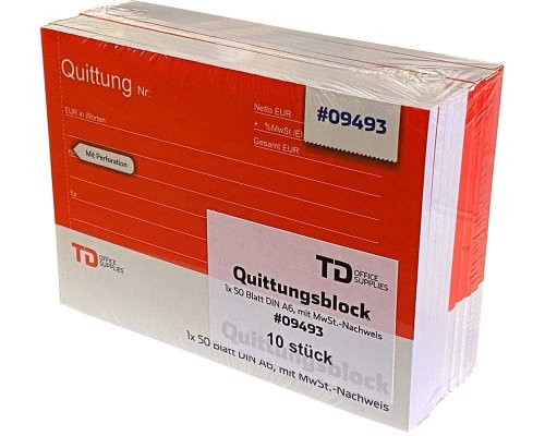 10 x Quittungsblöcke A6 50Blatt mit MwSt.