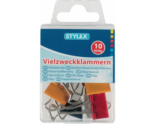 10 Vielzweckklammern/ Foldbackklammern von Stylex, 19 mm breit