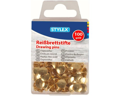 Reißnägel/ Reißbrettstifte/ Pinnwandnadeln goldfarbend, 100 Stück