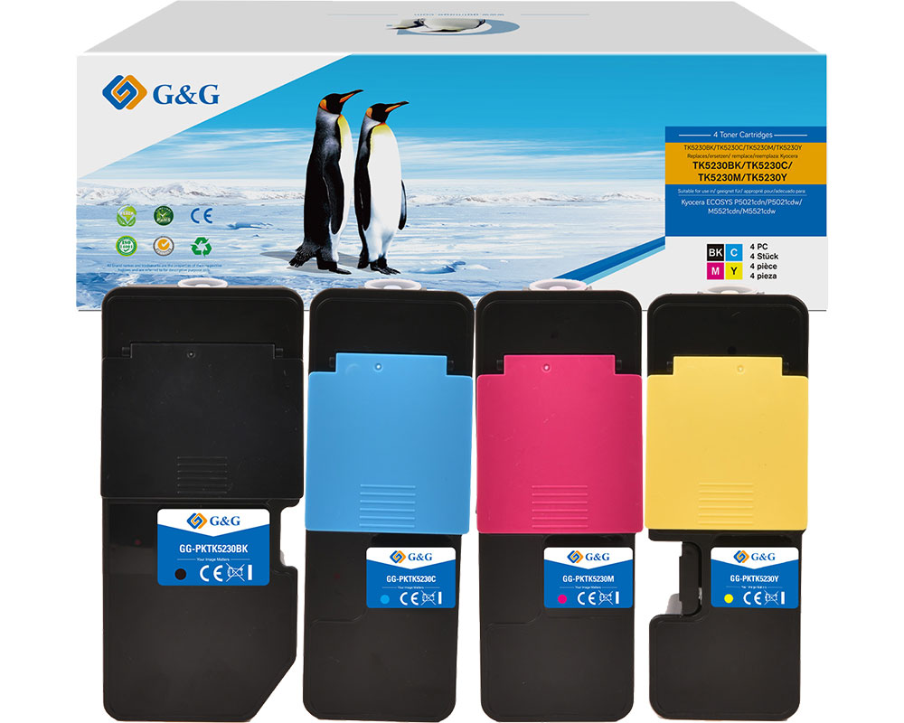 Kompatibel mit Kyocera TK-5230K, TK-5230C, TK-5230M und TK-5230Y XL-Toner jetzt kaufen - Marke: G&G