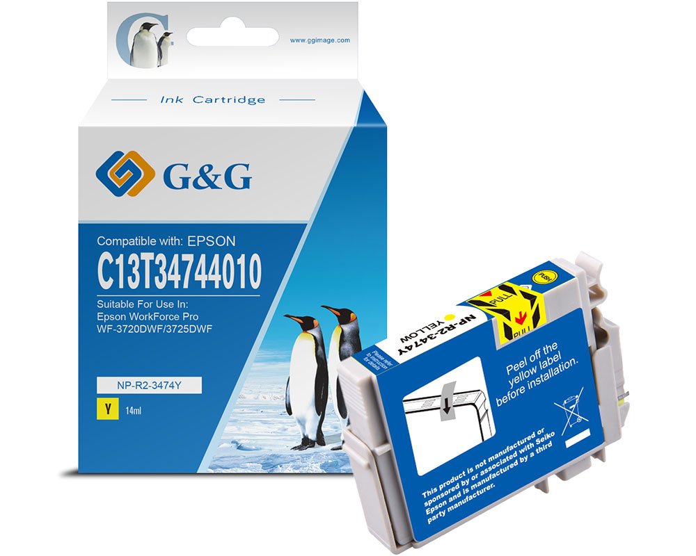 Kompatibel mit Epson 34XL/ C13T34744012 XL-Druckerpatrone Gelb [modell] - Marke: G&G