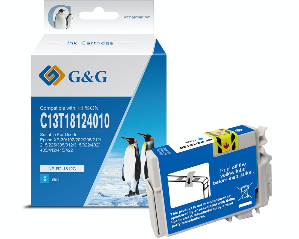 Kompatibel mit Epson 18XL/ T1812/ C13T18124012 XL-Druckerpatrone Cyan [modell] - Marke: G&G
