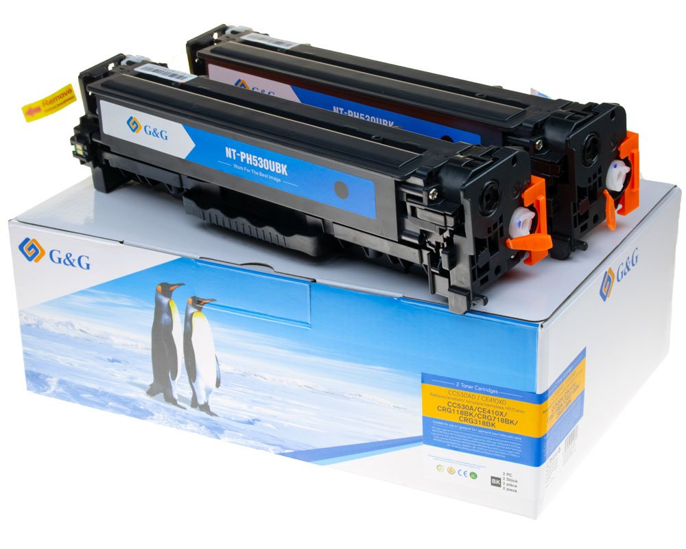 Kompatibel mit HP 304A / 305X / CC530AD/ CE410XD/ Canon 718 XL/Toner Doppelpack: 2x Schwarz [modell] - Marke: G&G