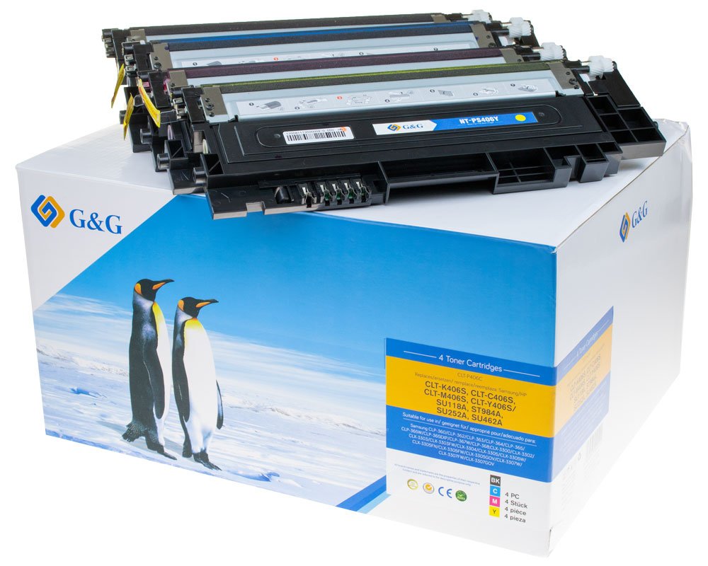 Kompatibel mit Samsung 406/ CLT-P406C / HP SU375A Toner -Kombipack- je 1x Schwarz, Cyan, Magenta, Gelb [modell] - Marke: G&G