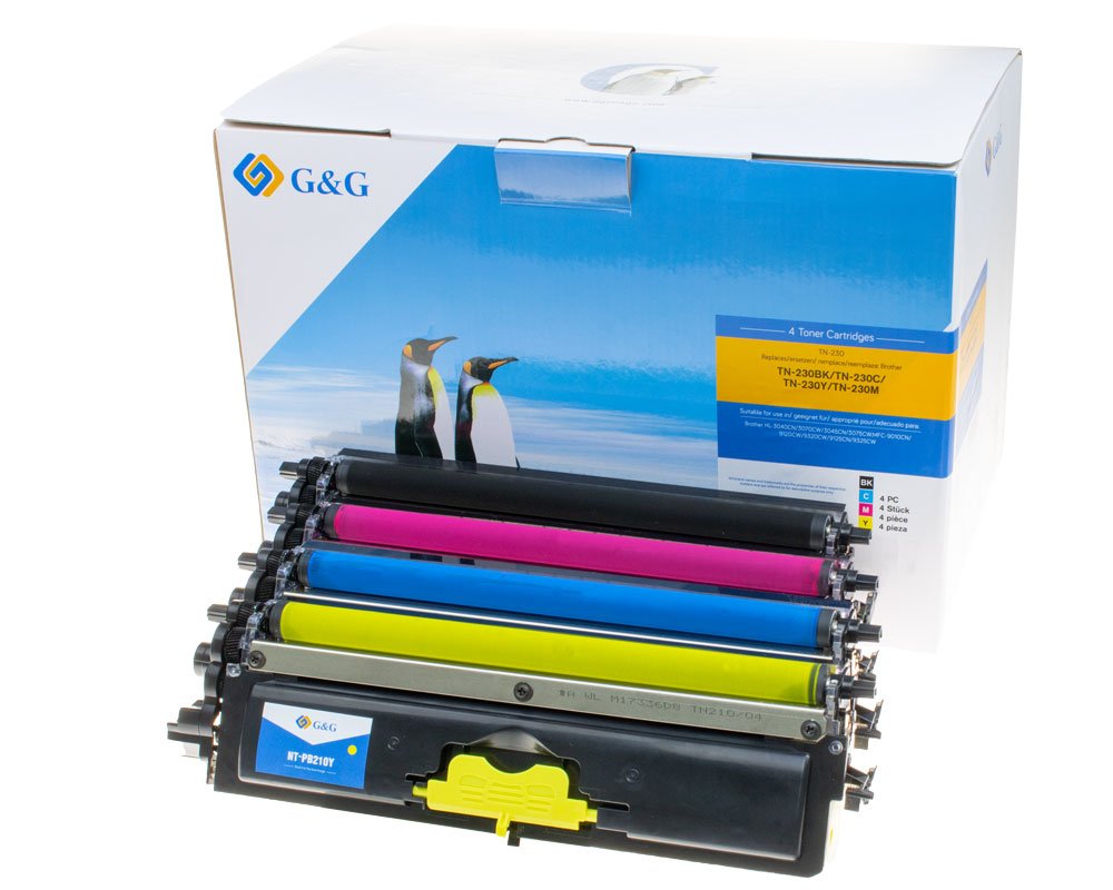 Kompatibel mit Brother TN-230 Toner 4er-Set: 1x Schwarz, 1x Cyan, 1x Magenta, 1x Gelb [modell] - Marke: G&G