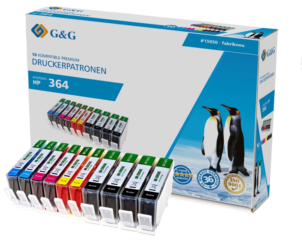 Kompatibel mit HP 364XL XL-Druckerpatronen 10er-Set 4x Schwarz + je 2x Cyan, Magenta, Gelb [modell] - Marke: G&G