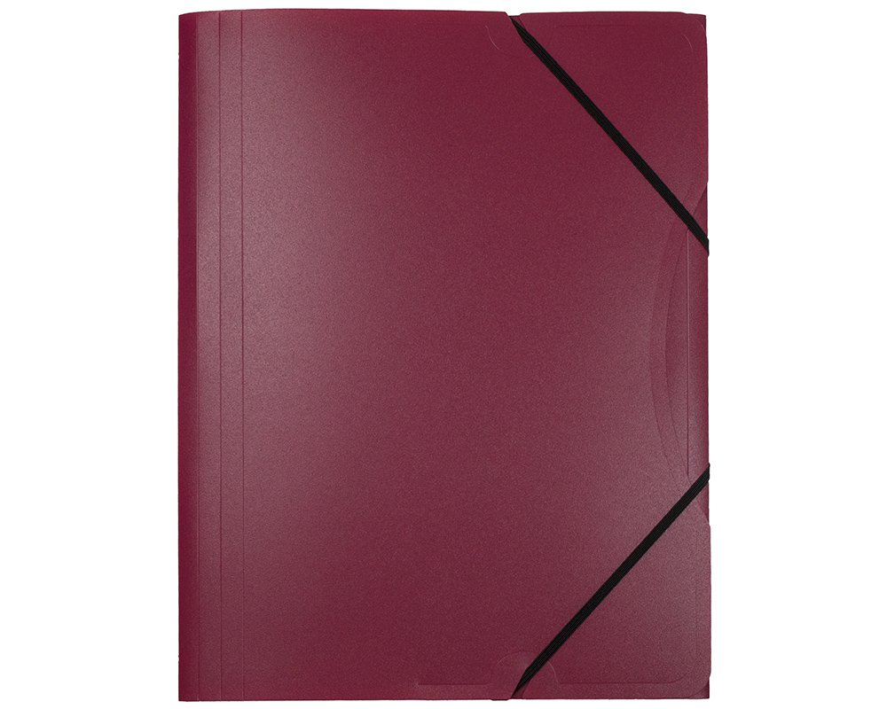 Sammelmappe/ Eckspanner für A4, aus Kunststoff (PP), 3 Einschlagklappen, bordeaux