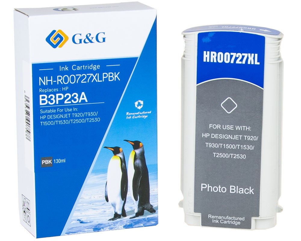 Kompatibel mit HP 727XLPBK/ B3P23A Druckerpatrone (130ml) Fotoschwarz [modell] - Marke: G&G
