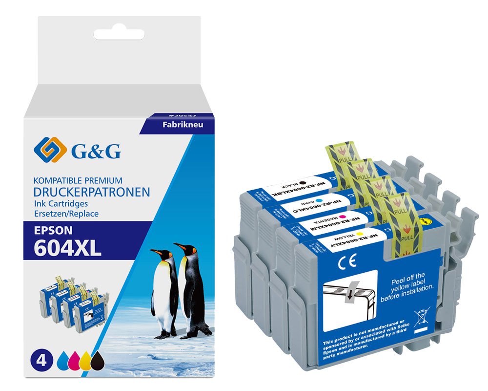 Kompatibel mit Epson 604XL Druckerpatronen [modell] schwarz, cyan, magenta, gelb - Marke: G&G