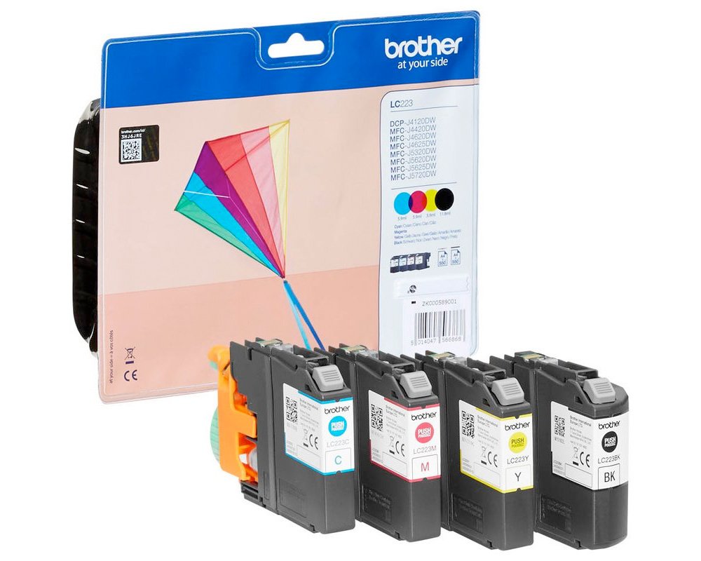 Brother LC223VALBPDR Original Druckerpatronen Valuepack [modell] Schwarz, Cyan, Magenta, Gelb