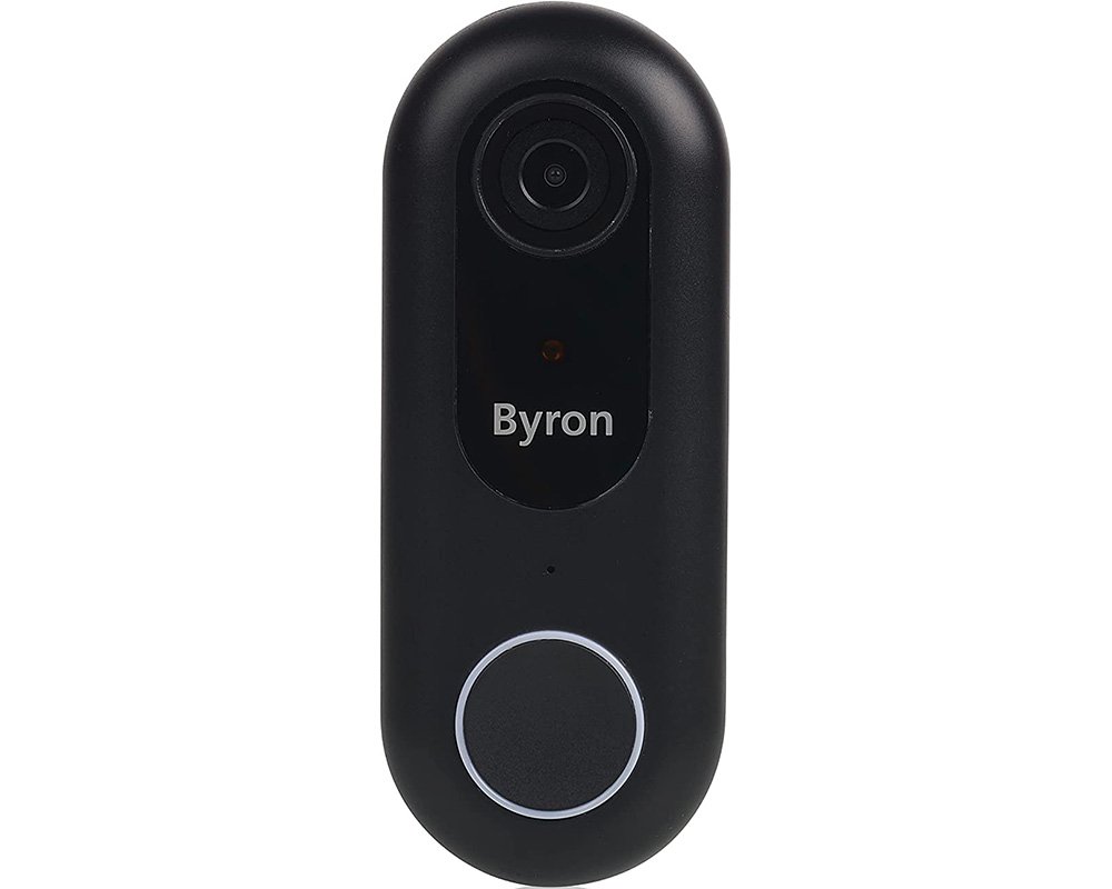 Byron Video-Türklingel kabelgebunden mit WLAN, Full HD 1080p Kamera, 8-24 Volt Eingang, 230V, Grau DSD-28119