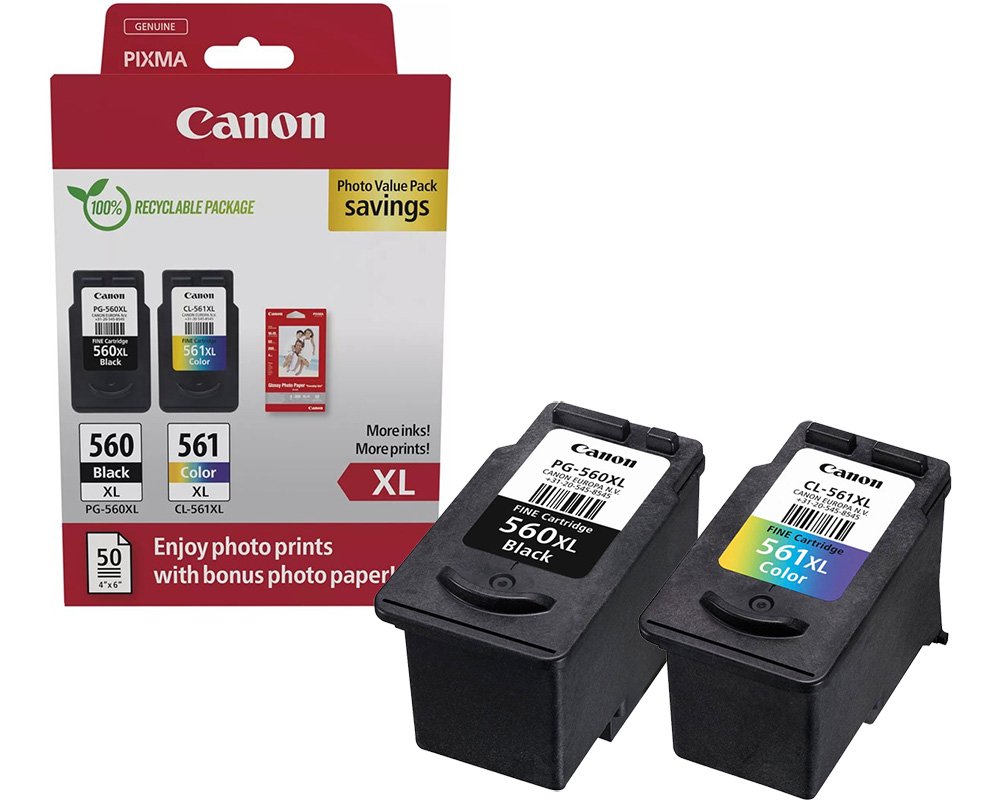 Canon PG-560XL/ CL-561XL Original-Druckerpatronen Multipack inkl. 50 Blatt Fotopapier [modell]