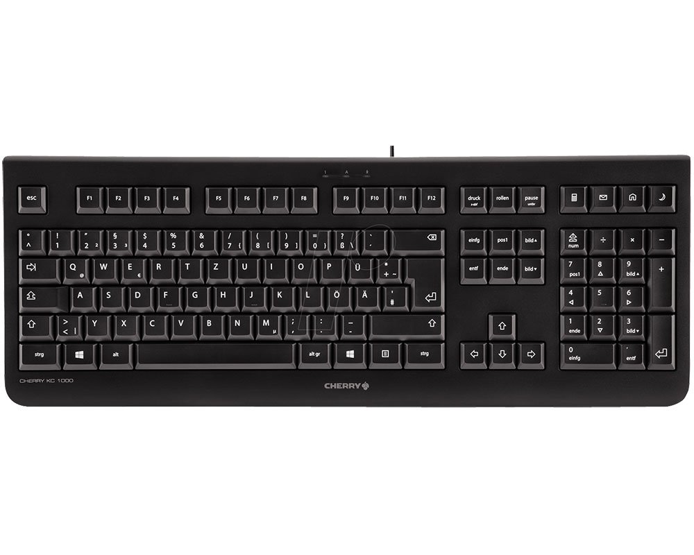Cherry Tastatur KC1000, deutsches Layout, schwarz, USB 2.0-Kabelanschluss, Multimediatasten