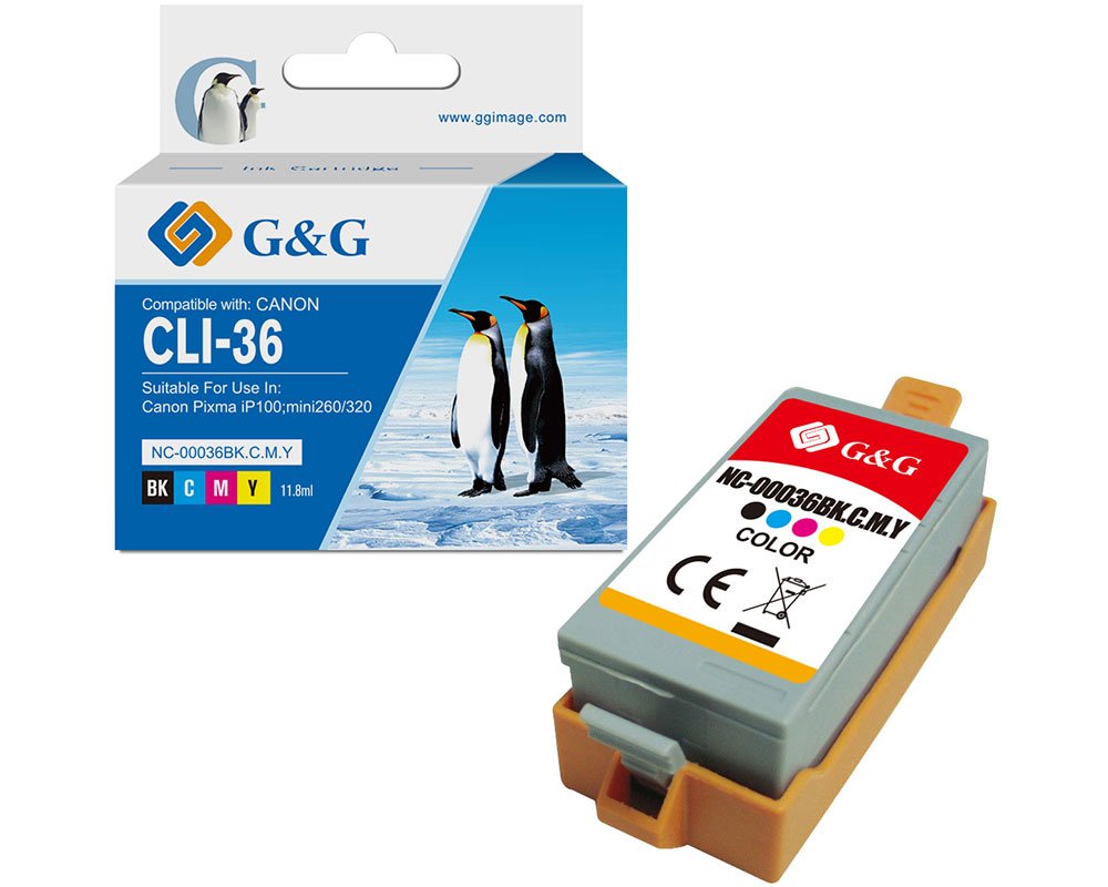 Kompatibel mit Canon CLI-36/ 1511B001 Druckerpatrone Schwarz/ Color [modell] - Marke: G&G
