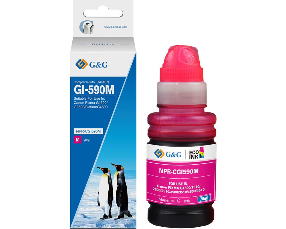 Kompatibel mit Canon GI-590M/ 1605C001 Nachfüll-Tinte Magenta (70 ml) [modell] - Marke: G&G