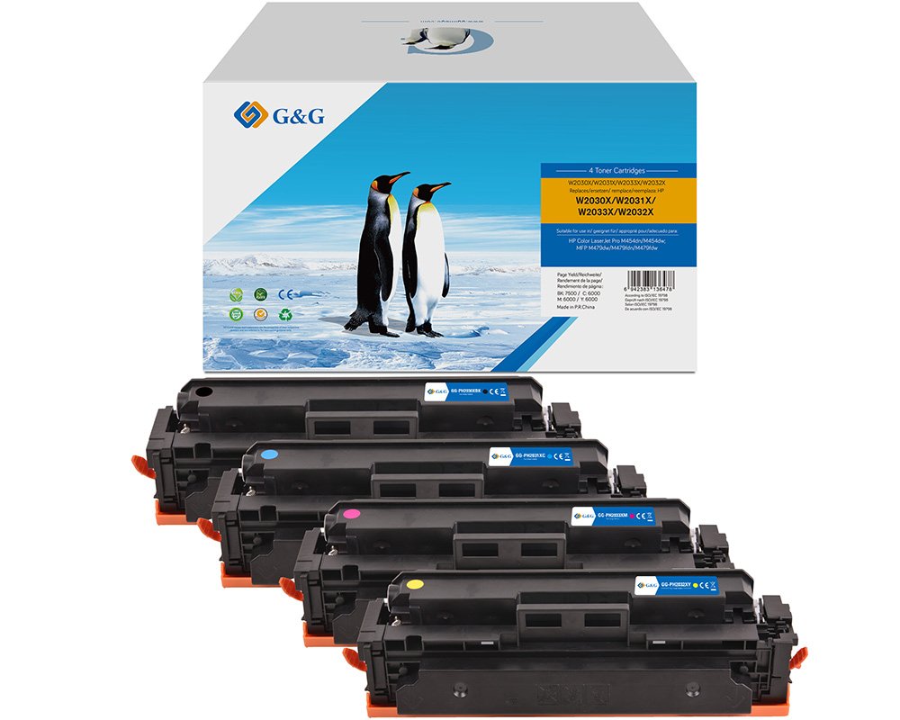 Kompatibel mit HP 415X / Kombipack (MIT CHIP und Füllstandanzeige) XL-Toner Schwarz, Cyan, Magenta, Gelb [modell] - Marke: G&G