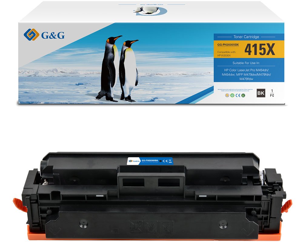 Kompatibel mit HP 415X / W2030X (MIT CHIP und Füllstandanzeige) XL-Toner Schwarz [modell] - Marke: G&G