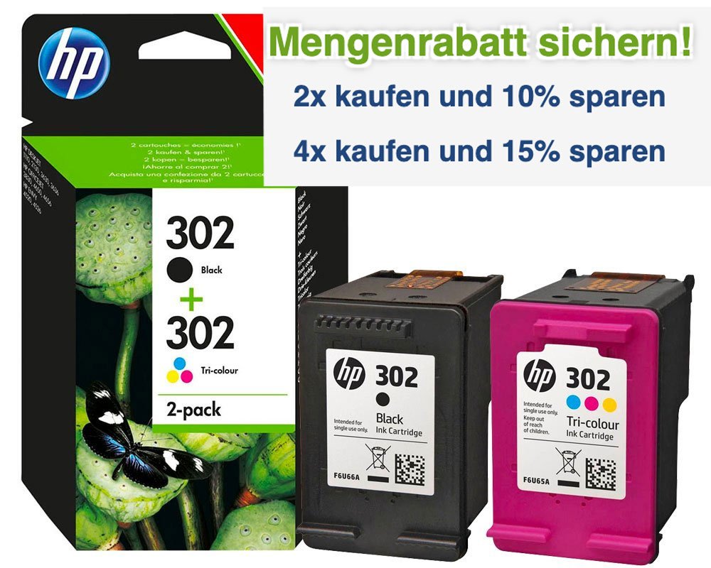 HP 302 Original-Druckerpatronen Multipack X4D37AE Schwarz [modell] + Color