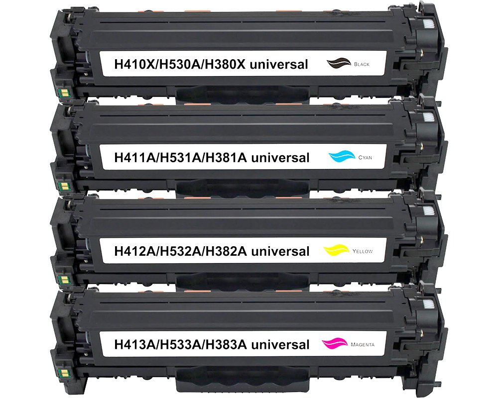 Kompatibel mit HP 304A / 305A / 312A / 718C Toner Multipack: 1x Schwarz, 1x Cyan, 1x Magenta, 1x Gelb [modell] von TONERDUMPING