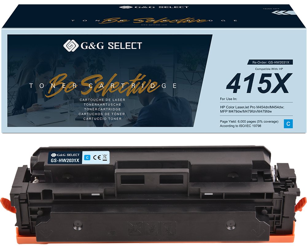 Kompatibel mit HP 415X / W2031X (MIT CHIP und Füllstandanzeige) XL-Premium-Toner Cyan [modell] - Marke: G&G Select