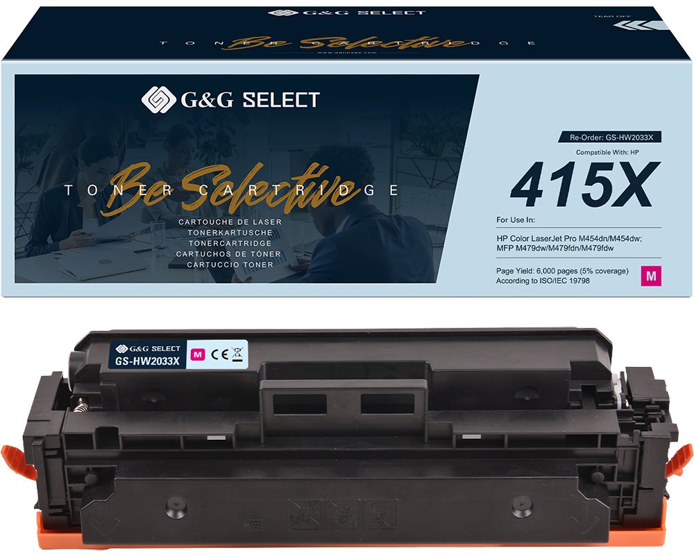 Kompatibel mit HP 415X / W2033X (MIT CHIP und Füllstandanzeige) XL-Premium-Toner Magenta [modell] - Marke: G&G Select