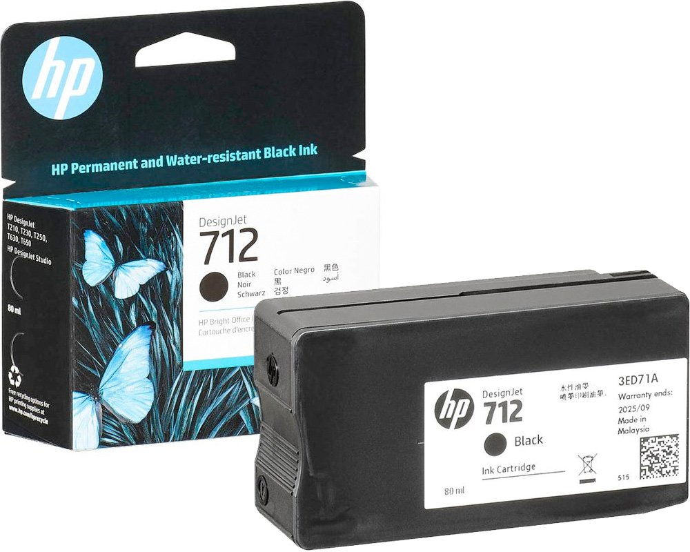 HP 712 XL Original-Tinte [modell] 3ED71A permanent und wasserfest - Inhalt: 80 ml schwarz