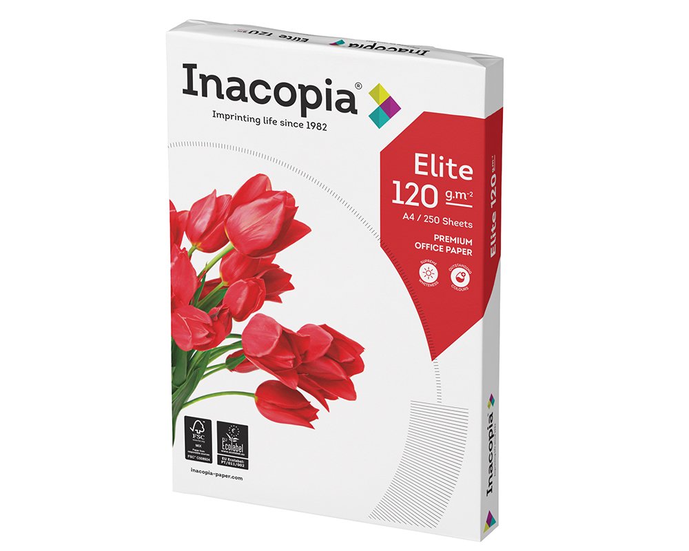 250 Blatt inacopia-elite A4 Druckerpapier hochweiß, 120 g/m2 - mit ColorLok®-Technologie