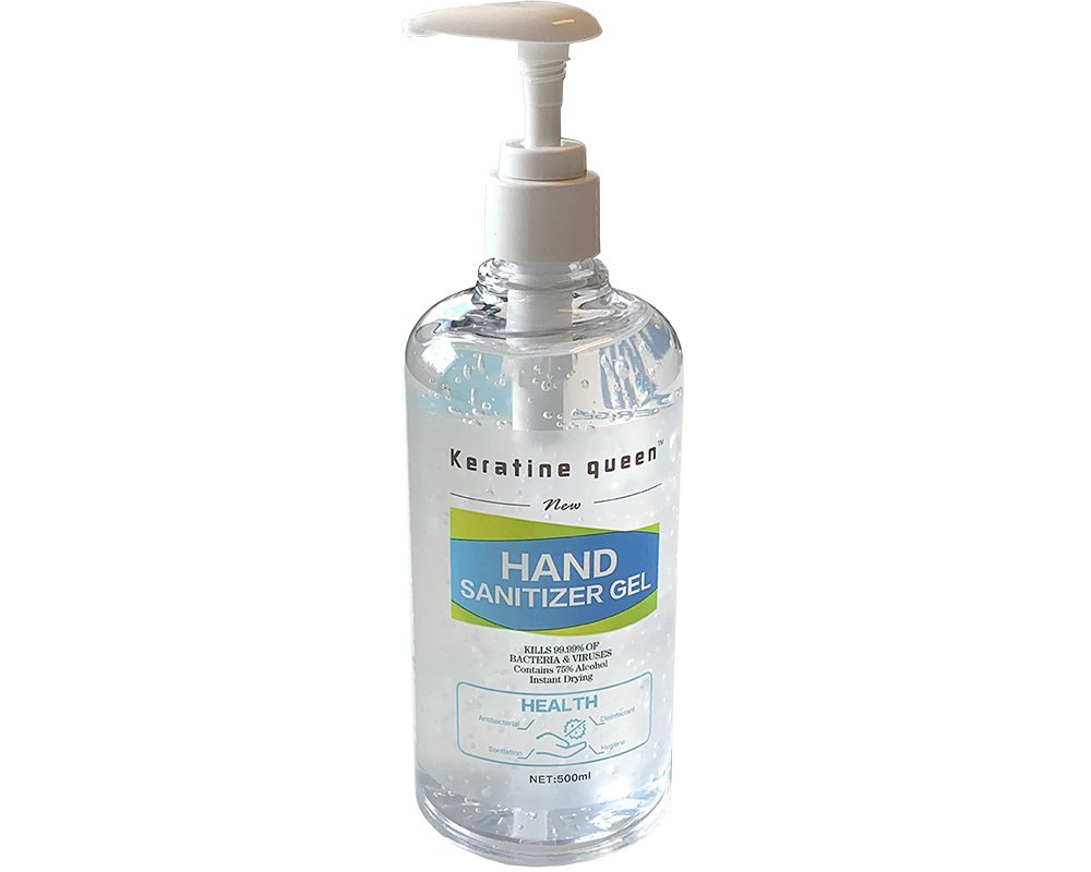 Keratine queen Hand-Desinfektionsmittel (Gel) 500 ml tötet 99,99 % aller Bakterien und Viren, enthält 75 % Alkohol, schnelltrocknend