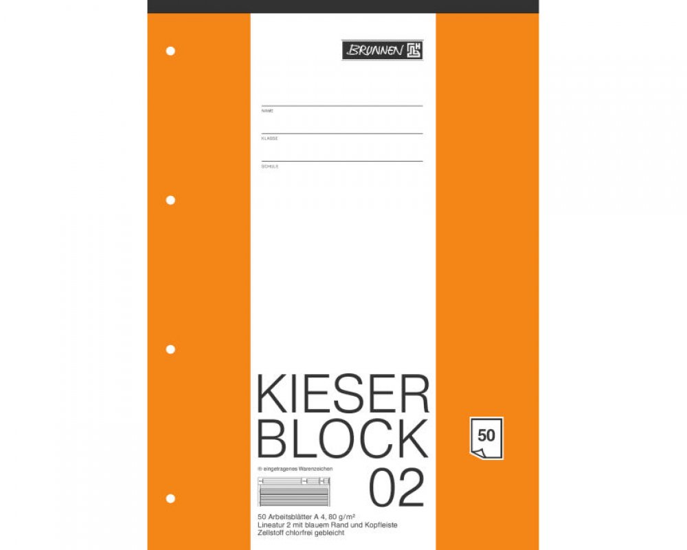 Kieser Block 02, 50 Blatt, Lineatur 2, Kontrastlineatur von Brunnen