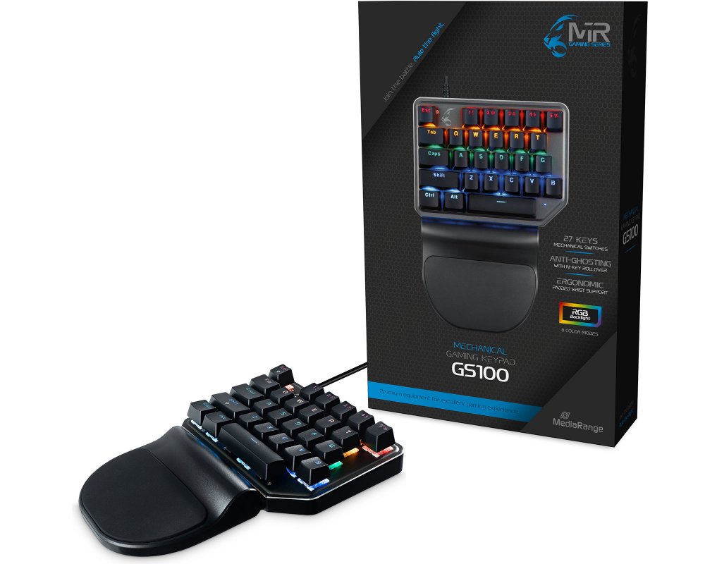 MediaRange Gaming Series MRGS100 Kabelgebundene 27-Tasten-Gaming-Keypad mit 8 Farbmodi