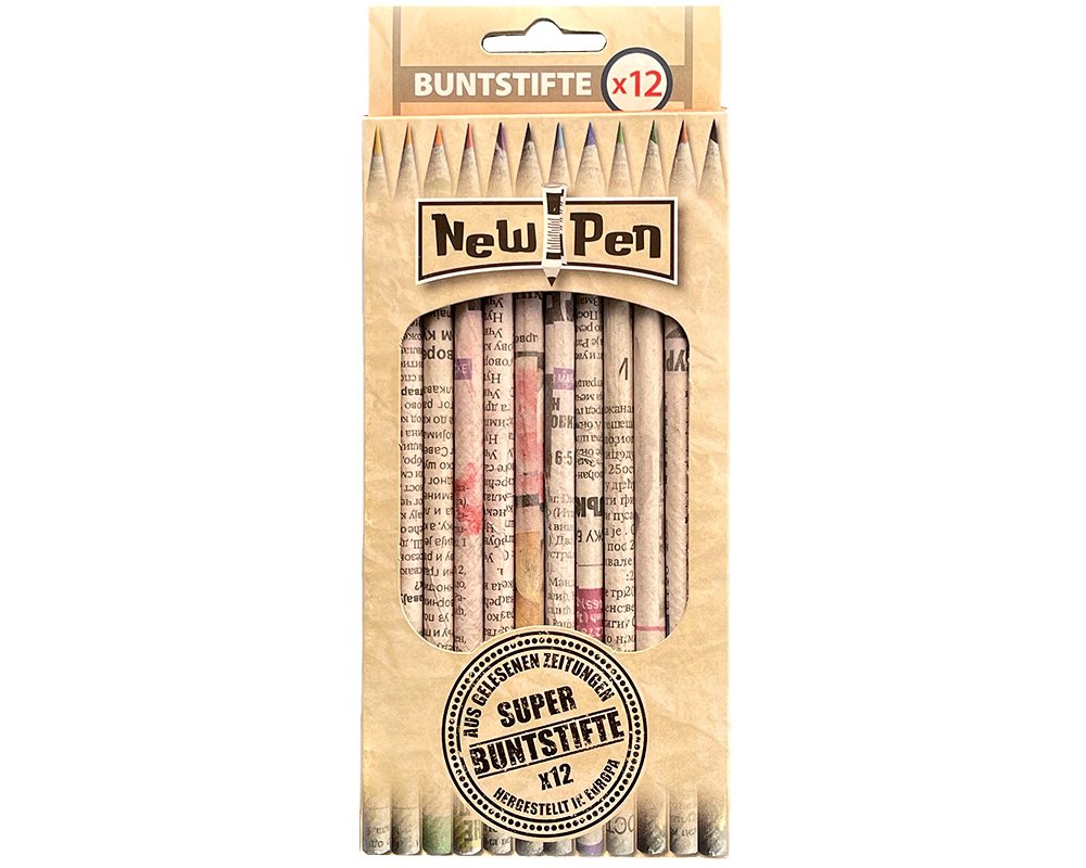 12 hochwertige, umweltfreundliche Buntstifte von NewPen hergestellt aus Recyclingpapier