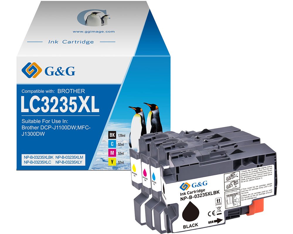 Kompatibel mit Brother LC-3235 Druckerpatronen 1x Schwarz Cyan, Magenta, Gelb [modell] - Marke: G&G
