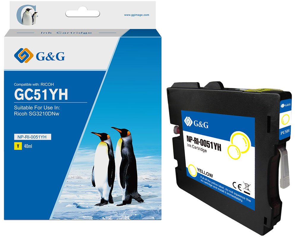 Kompatibel mit Ricoh GC51YH/ 405865 Druckerpatrone Gelb [modell] - Marke: G&G