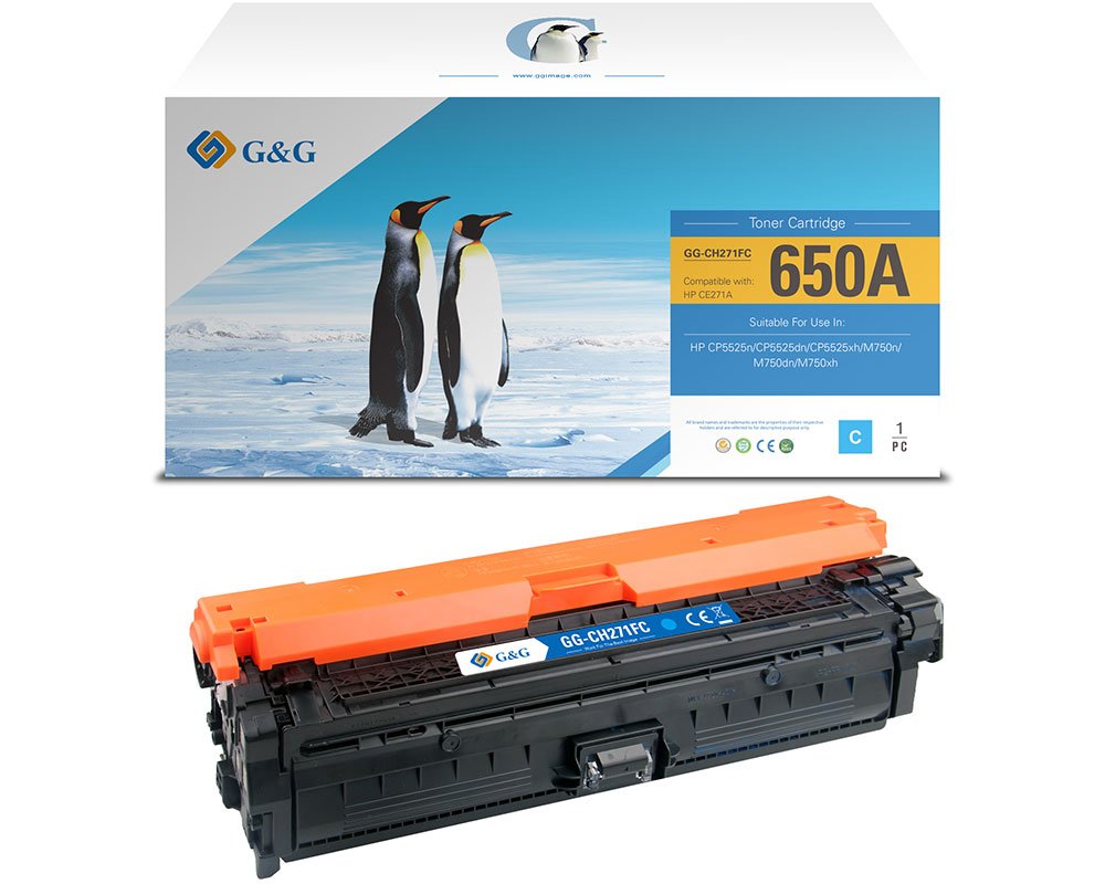 Kompatibel mit HP 650A / CE271A Toner [modell] (15.000 Seiten) Cyan - Marke: G&G