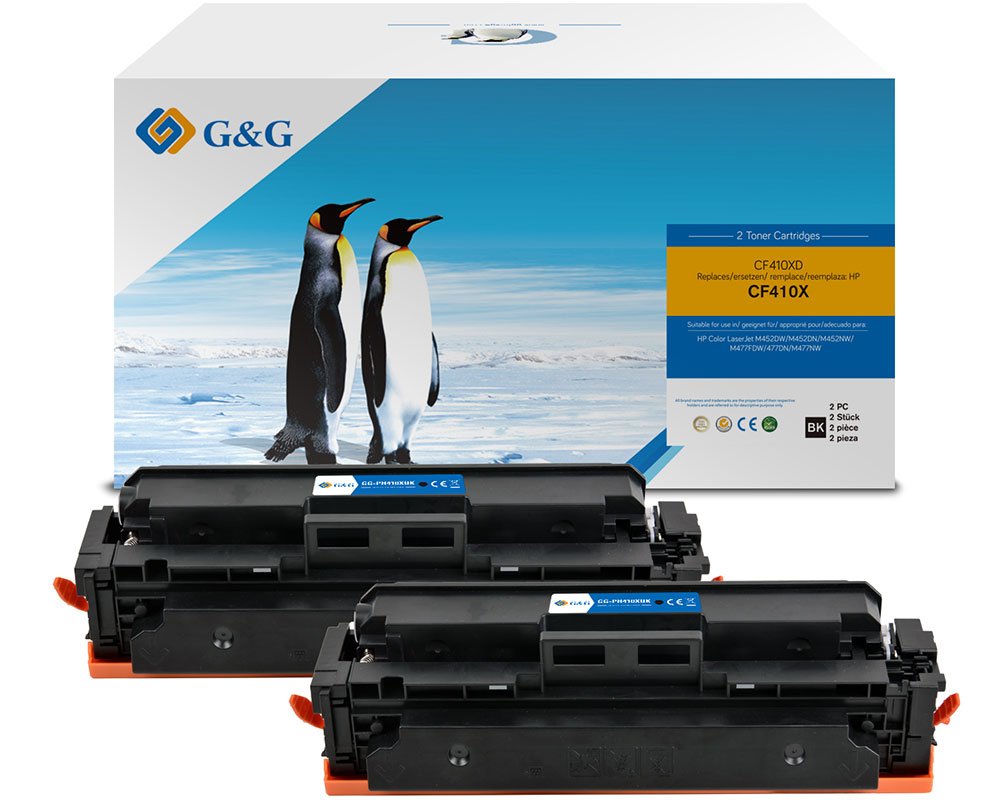 Kompatibel mit HP 410X/ CF410XD XL-Toner Doppelpack: 2x Schwarz [modell] - Marke: G&G