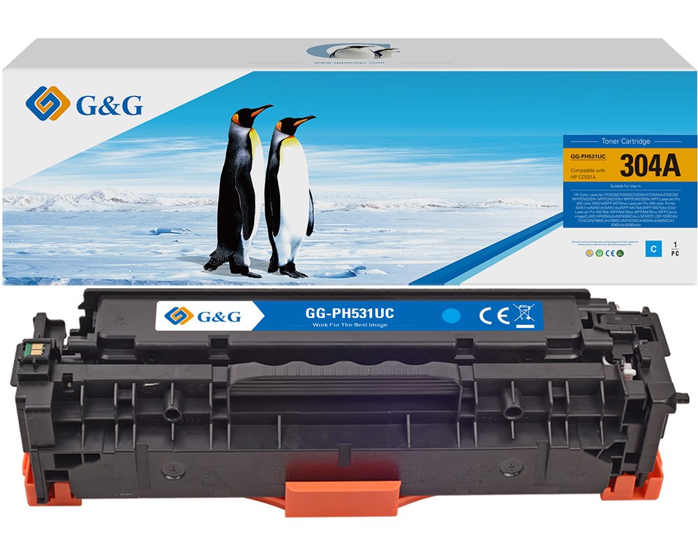 Kompatibel mit HP 304A / CC531A / Canon 718C Toner Cyan [modell] - Marke: G&G