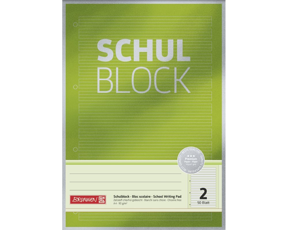 BRUNNEN Schulblock Lineatur 2, DIN A4, 90g, 50 Blatt