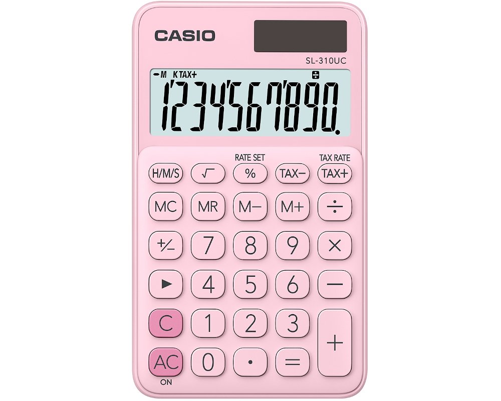 Casio Tischrechner SL-310UC-PK in der Farbe pink mit Solarfunktion