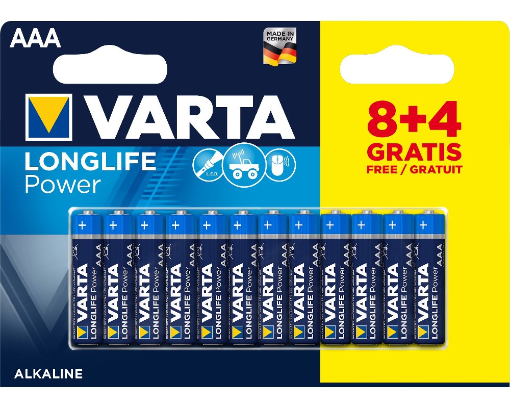 12 Varta Batterien AAA LONGLIFE POWER, LR03, Micro, 1.5V