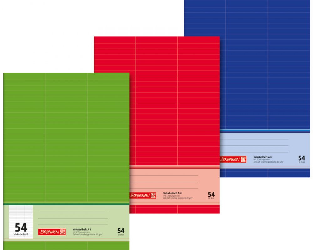 Vokabelheft A4 32 Blatt Lineatur 54