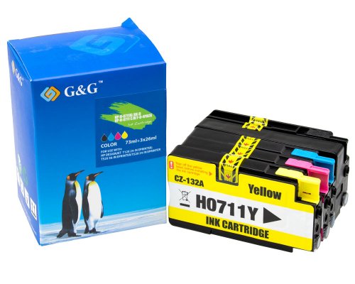 Kompatibel mit HP 711 Druckerpatronen 4er-Set: 1x Schwarz, 1x Cyan, 1x Magenta, 1x Gelb jetzt kaufen - Marke: G&G