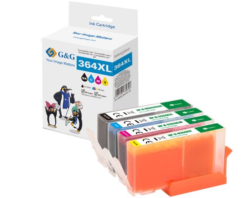 Kompatibel mit HP 364XL/ N9J74AE XL-Druckerpatronen 4er-Set: Je 1x Schwarz, Cyan, Magenta, Gelb jetzt kaufen - Marke: G&G