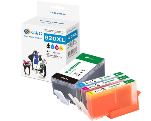 Kompatibel mit HP 920XL/ C2N92AE XL-Druckerpatronen 4er-Set: Je 1x Schwarz, Cyan, Magenta, Gelb jetzt kaufen - Marke: G&G